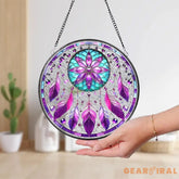 Boho-Chic Purple Feather Dream Catcher Suncatcher Colorful Serenity Suncatcher Window Hanging Indoor/Outdoor Decor